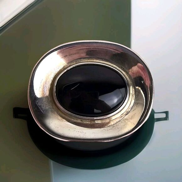 Inger K Sterling Silver 925 and Onyx Modernist Brooch‎ Vintage Signed - Picture 2 of 6